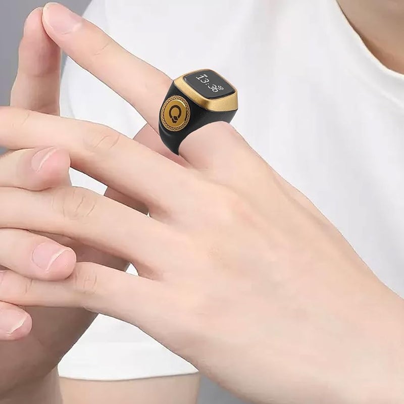 سبحة رقمية مع عداد ومذكرة اهتزاز وساعة منبه للأذان 18 ملم أسود - Image 4