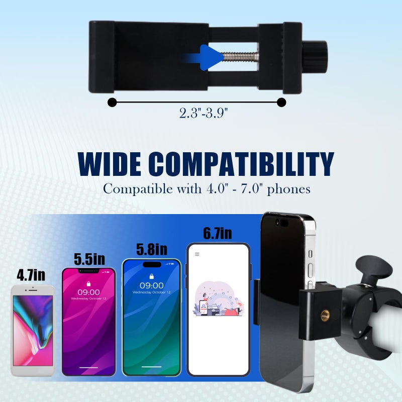 ONEDONE Stroller Phone Holder Universal Phone Holder for Stroller Golf Cart Bike Shopping Carts Scooter Cellphone Mount Horizontal & Vertical Uses Cellphone Clamp Clip - Image 2