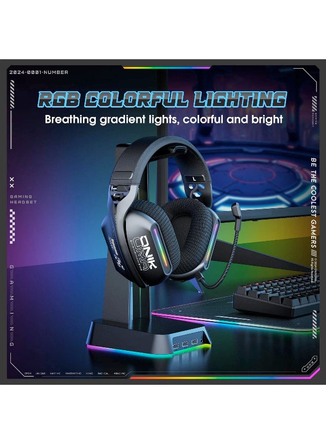 ONIKUMA GT808 Gaming Headset Headworn Bluetooth 2.4g Wired Wireless Lightweight E-Sports Gamer Headphone Black - Image 4