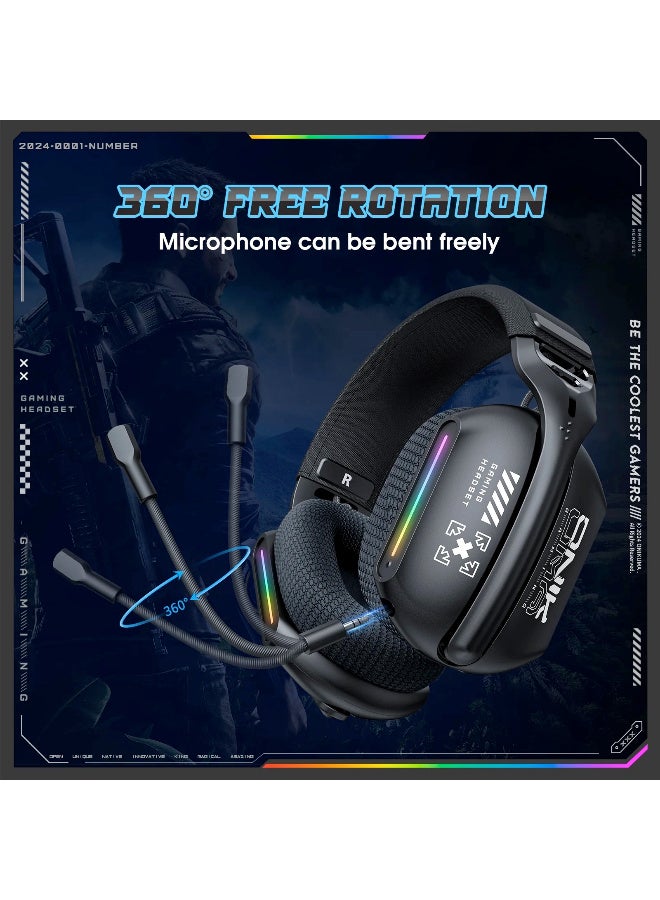 ONIKUMA GT808 Gaming Headset Headworn Bluetooth 2.4g Wired Wireless Lightweight E-Sports Gamer Headphone Black - Image 5