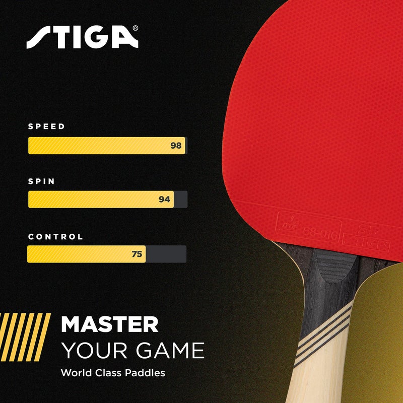 STIGA Carbon+ Ping Pong Paddle â€“ 7-ply Extra Light Carbon Fiber Blade â€“ 2mm Premium Sponge â€“ Concave Pro Handle for Exceptional Grip â€“ Performance Table Tennis Racket for Tournament-Level Play Red - Image 5