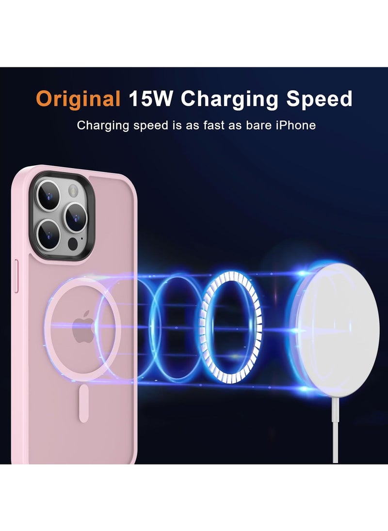 Magnetic Case For iPhone 11 Pro Max Case Compatible with MagSafe Military Grade Protection Shockproof Translucent Matte Case Anti Scratch Shockproof Phone Case (Pink)