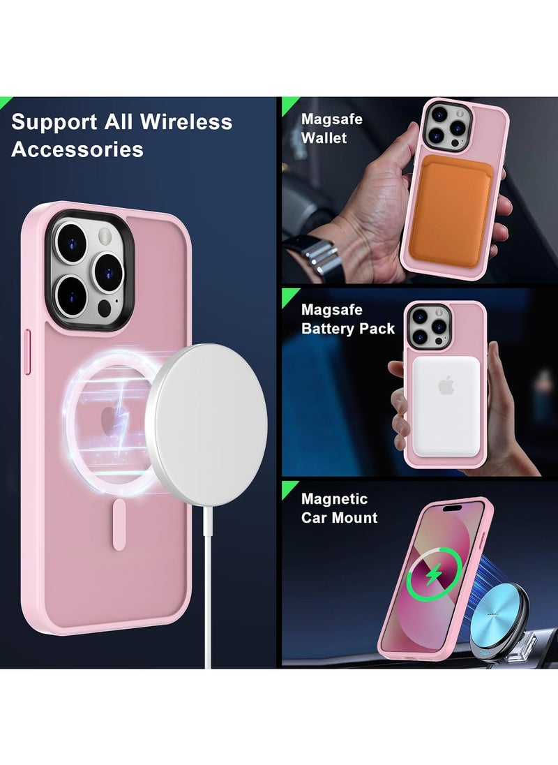 Magnetic Case For iPhone 11 Pro Max Case Compatible with MagSafe Military Grade Protection Shockproof Translucent Matte Case Anti Scratch Shockproof Phone Case (Pink)