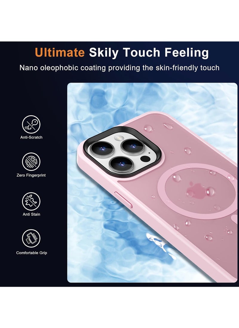 Magnetic Case For iPhone 11 Pro Max Case Compatible with MagSafe Military Grade Protection Shockproof Translucent Matte Case Anti Scratch Shockproof Phone Case (Pink)