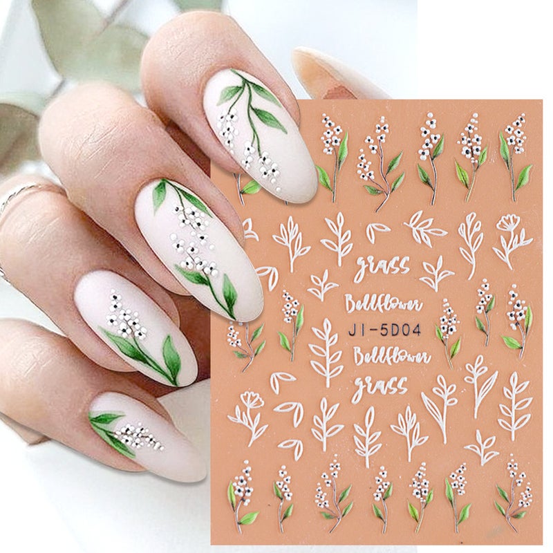 Nail Art 5D Three-Dimensional Adhesive Stickers Ins Summer Two-Color Love Fresh Pink Small Flower Relief Stickers - Image 2
