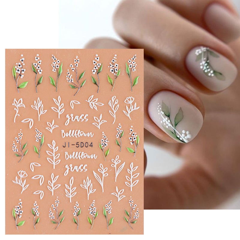 Nail Art 5D Three-Dimensional Adhesive Stickers Ins Summer Two-Color Love Fresh Pink Small Flower Relief Stickers - Image 5