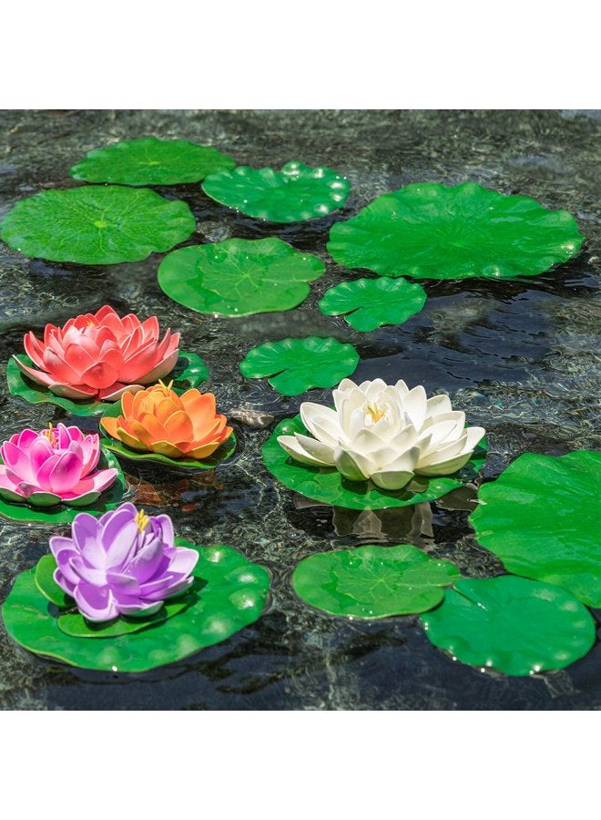 ZAUGONTW ZAUGONTW 20 Pcs Artificial Lily Pads for Ponds, Realistic Floating Lily Pads Leaves, Lotus Leaves Water Lily Pads Artificial Foliage Pond Decor for Koi Fish Pool Patio Aquarium  - Image 3