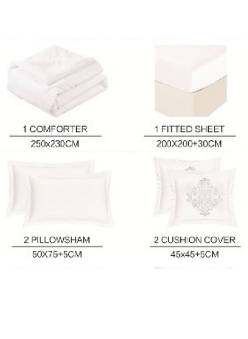 SMART HOME Double-sided winter Comforter (velvet and faux fur) with shiny jacquard patterns –6-piece Luxurious full double duvet set includes a 250x230 cm duvet cover, a 200x200+30 cm fitted sheet, two 50x75+5 cm pillowcases, and two 45x45+5 cm square pillowcases – Elegant, soft, and warm hotel-style bedding. - Image 5