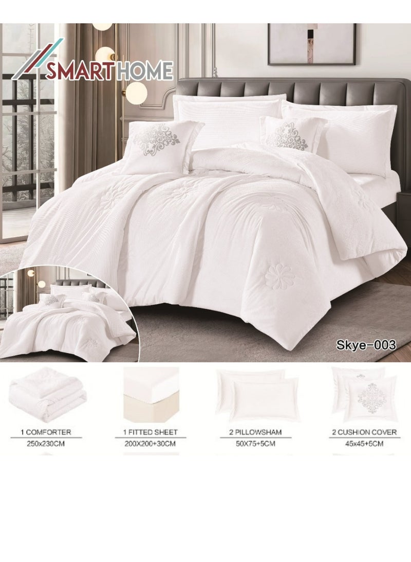 SMART HOME Double-sided winter Comforter (velvet and faux fur) with shiny jacquard patterns –6-piece Luxurious full double duvet set includes a 250x230 cm duvet cover, a 200x200+30 cm fitted sheet, two 50x75+5 cm pillowcases, and two 45x45+5 cm square pillowcases – Elegant, soft, and warm hotel-style bedding. - Image 3