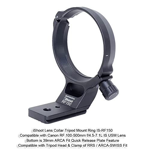 iShoot Metal Lens Collar Tripod Mount Ring Compatible with Canon RF 100-500mm f/4.5-7.1L is USM, Lens Support Holder Bracket Bottom is Arca-Swiss Fit Quick Release Plate Dovetail Groove - Image 2