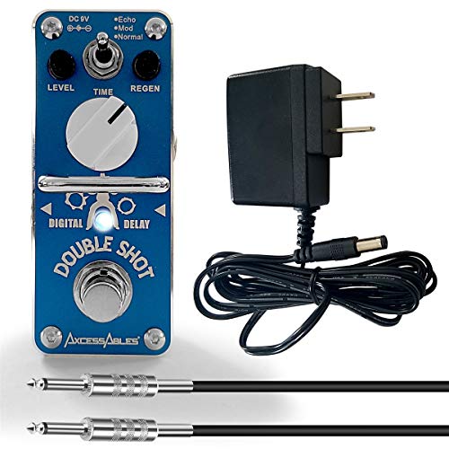 AXA AXCESSABLES AxcessAbles DOUBLE SHOT Guitar Pedal Bundle - Delay/Echo/Repeat/Slap-Back - Includes Power Supply and Cable - Image 1