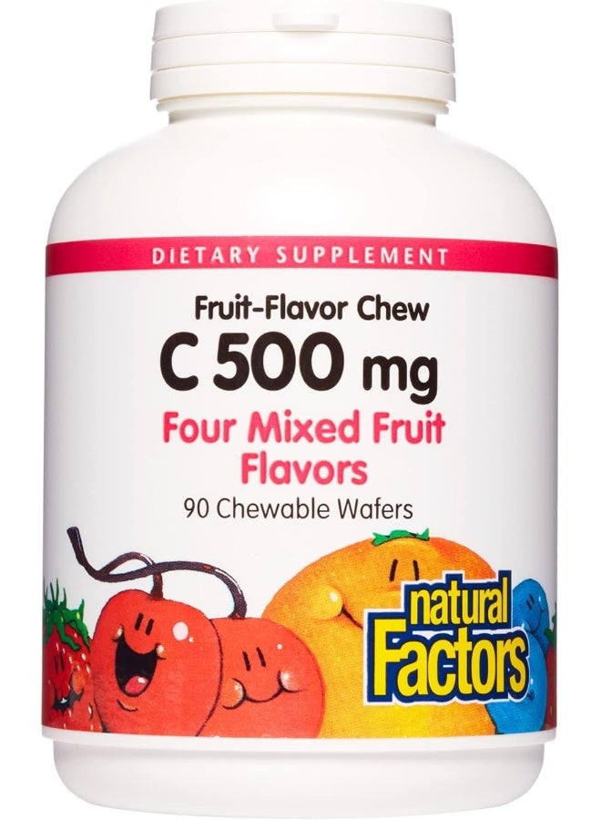 natural Factors , Kids Chewable Vitamin C 500 mg, Supports Immune Health, Bones, Teeth and Gums, Mixed Fruit, 90 Wafers - Image 1