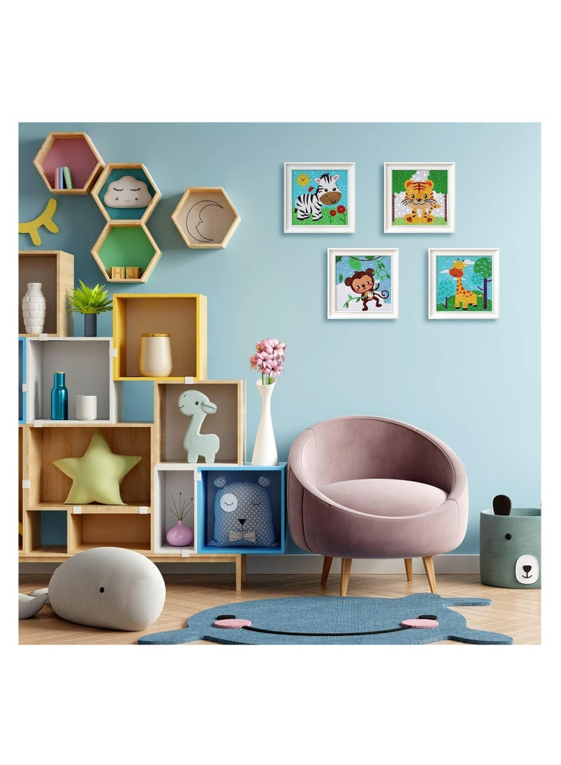 KASTWAVE 4 Pieces Diamond Art Kit for Kids Full Drill Painting by Number Kits for Beginners DIY Diamond Rhinestone Art Craft Set for Decor Gift - Image 4