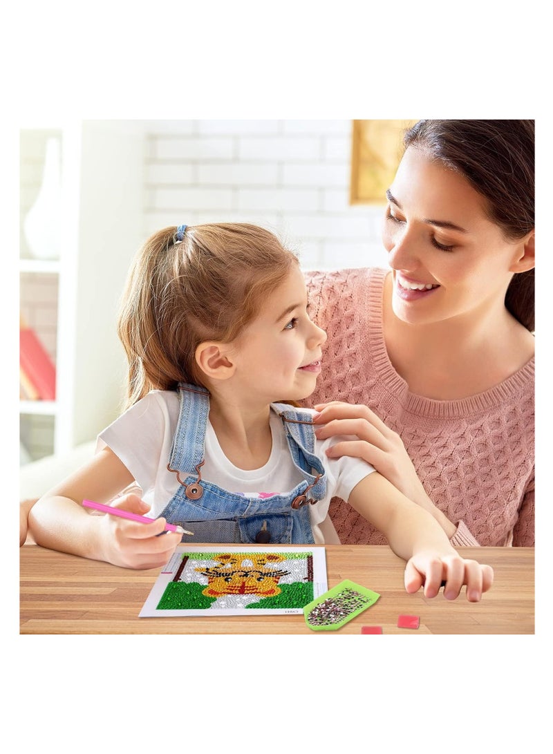 KASTWAVE 4 Pieces Diamond Art Kit for Kids Full Drill Painting by Number Kits for Beginners DIY Diamond Rhinestone Art Craft Set for Decor Gift - Image 2