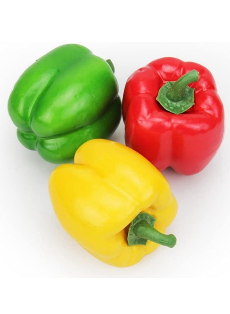 SYOSI Artificial Bell Pepper 3pcs Fake Veggie Colorful Bell Peppers Red Green Yellow Bell Peppers Simulation Lifelike Hot Chili for Kitchen Party Pub Decoration Cabinet Ornament  - Image 1