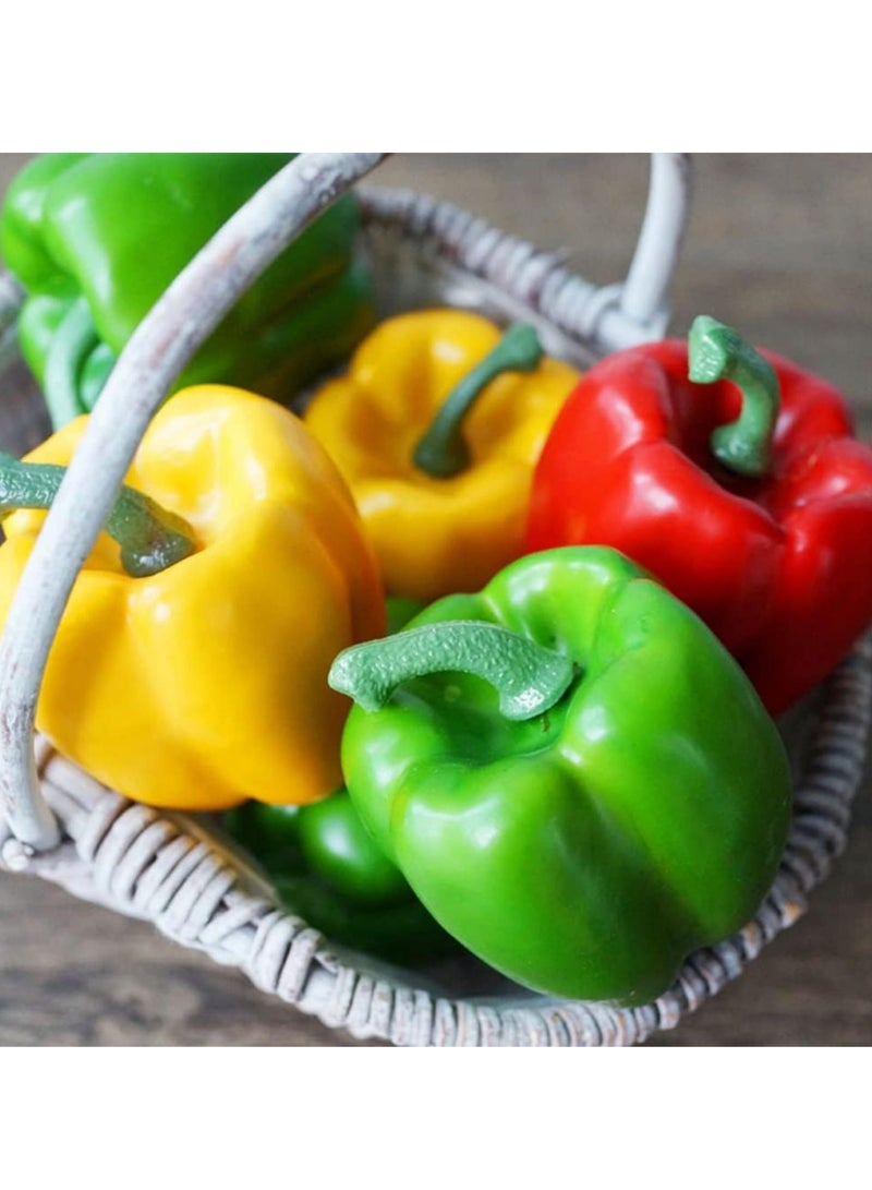 SYOSI Artificial Bell Pepper 3pcs Fake Veggie Colorful Bell Peppers Red Green Yellow Bell Peppers Simulation Lifelike Hot Chili for Kitchen Party Pub Decoration Cabinet Ornament  - Image 2