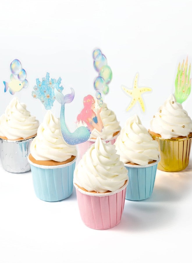 Decor365 Mermaid Cup cake Topper Under the Sea Party Decorations Ocean Theme Decor Girls Party Cake Decoration Kids Baby Shower Birthday Party Supplies - Image 5