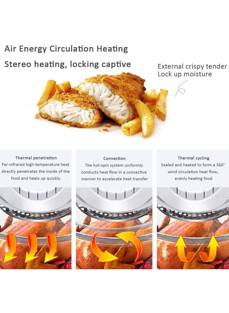 Hope 12L Turbo Halogen Oven - Hot Air Fryer & Convection Cooker with Adjustable Temperature & 60-Min Timer, Oil-Free Multi Cooker for Baking, Roasting, Grilling & Steaming, Glass Bowl, White - Image 4