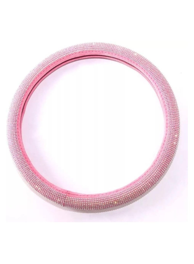 Luxury Pink Steering Wheel Cover with Bling Rhinestones – Glitter Car Accessory for Women – Universal Fit 15 Inch, Anti-Slip & Comfortable Grip - Image 3