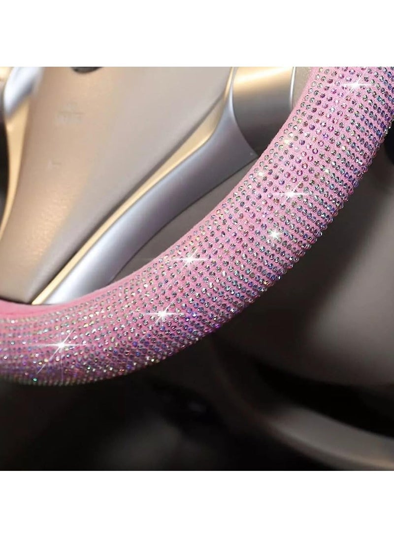 Luxury Pink Steering Wheel Cover with Bling Rhinestones – Glitter Car Accessory for Women – Universal Fit 15 Inch, Anti-Slip & Comfortable Grip - Image 4