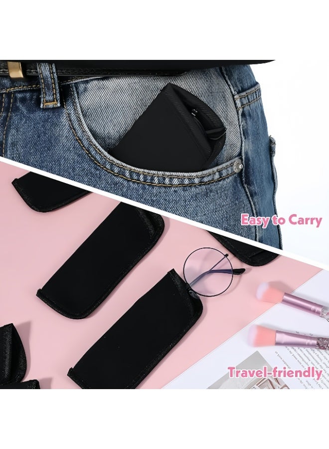 4 Pack Soft Eyeglass Case Black Storage Glasses Pouch Holder, Fabric Spectacle Pouch Slip-In Eyeglass Pouch Travel Sunglasses Case Slip In - Image 5