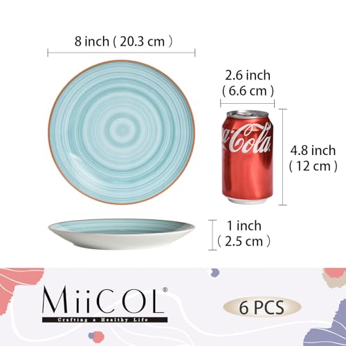 Miicol Ceramic Dessert Plates Set of 6, Colorful Appetizer Plates 8 Inch, Stackable Salad Dishes, Small Dinner Plates, Durable Dinnerware for Kitchen, Party, Wedding, Microwave and Dishwasher Safe - Image 3