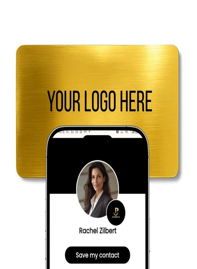 Upgraving Customizable Metal Gold Brushed Digital Business Card for Networking - NFC Digital Business Card with QR Code - Tap to Share Technology - No App or Subscription Required - Powered by Upgraving - Image 1