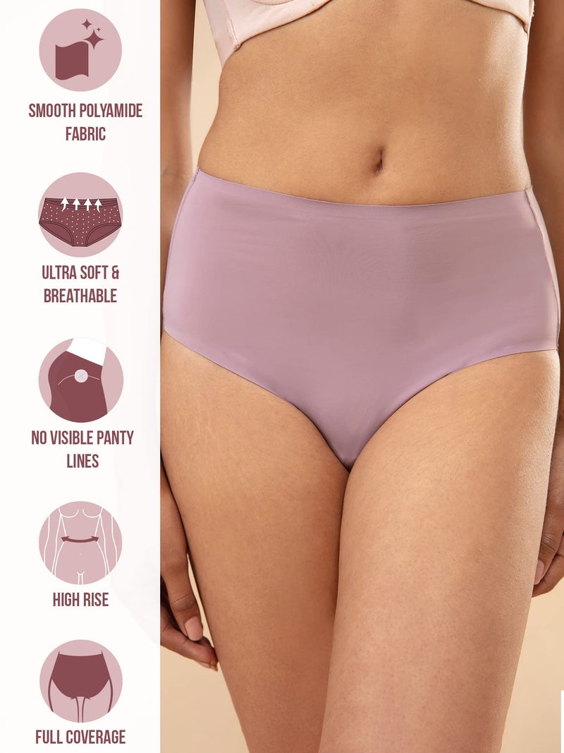 NYKD (NYP210 Stretchable High Rise Boyshorts Underwear for Women | Ultra Soft, Comfortable & Breathable Fabric with No Visible Panty Line | Full Coverage with Smooth Elastic Waistband - Mauve - Image 2