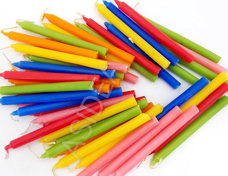 ASIDEA Plain Multicolour Stick Candles for Diwali Decoration Festival Celebration 300