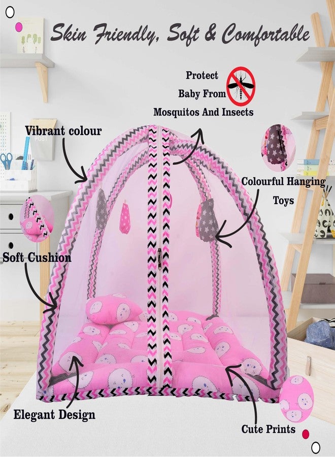 Kwitchy Baby Bedding Set Play Gym with Mosquito Net Bed with Hanging Toys for Baby Boy's & Girl's (Pink, 0-6 Months) - Image 5