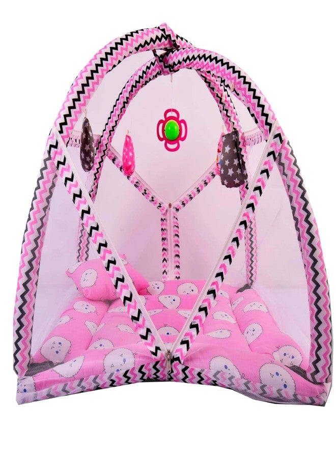 Kwitchy Baby Bedding Set Play Gym with Mosquito Net Bed with Hanging Toys for Baby Boy's & Girl's (Pink, 0-6 Months) - Image 2