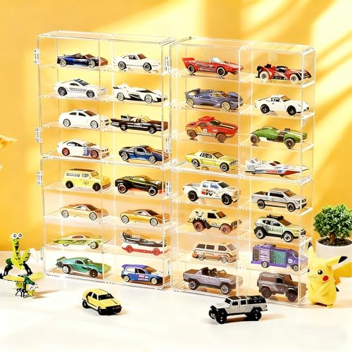 Enklogic 4Pack Hot Display Case Wheels for 164 Scale Toys Car Wall Mountable Transparent Storage Box for Hot Wheels Matchbox Diecast ModelsIncludes Hooks for Easy Hanging - Image 1