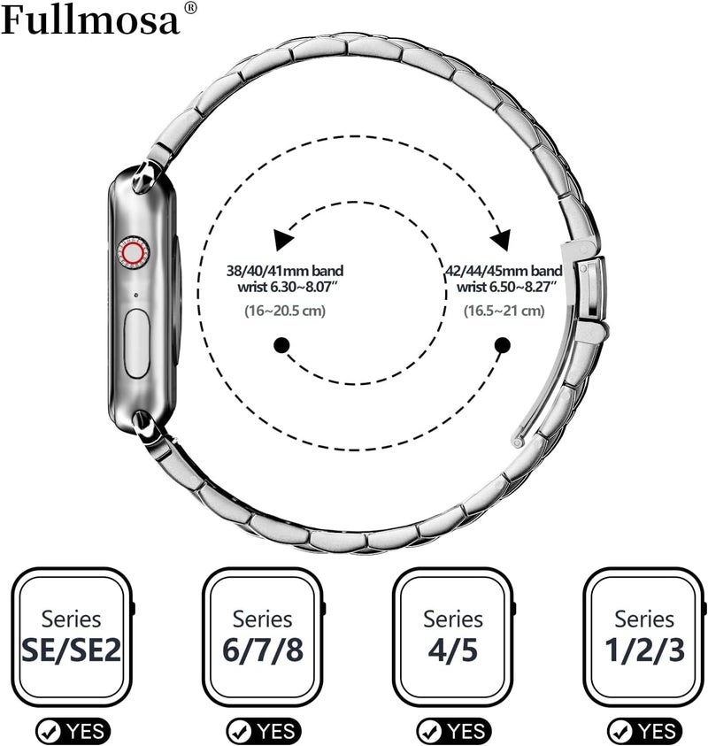 Fullmosa Metal Band with Case Compatible with Apple Watch Strap 49mm 46mm 45mm 44mm 42mm 41mm 40mm 38mm, Steel Apple Watch Band for iWatch Ultra3/2/1 SE3/SE2/SE Series 11/10/9/8/7/6/5/4/3/2/1 - Image 5