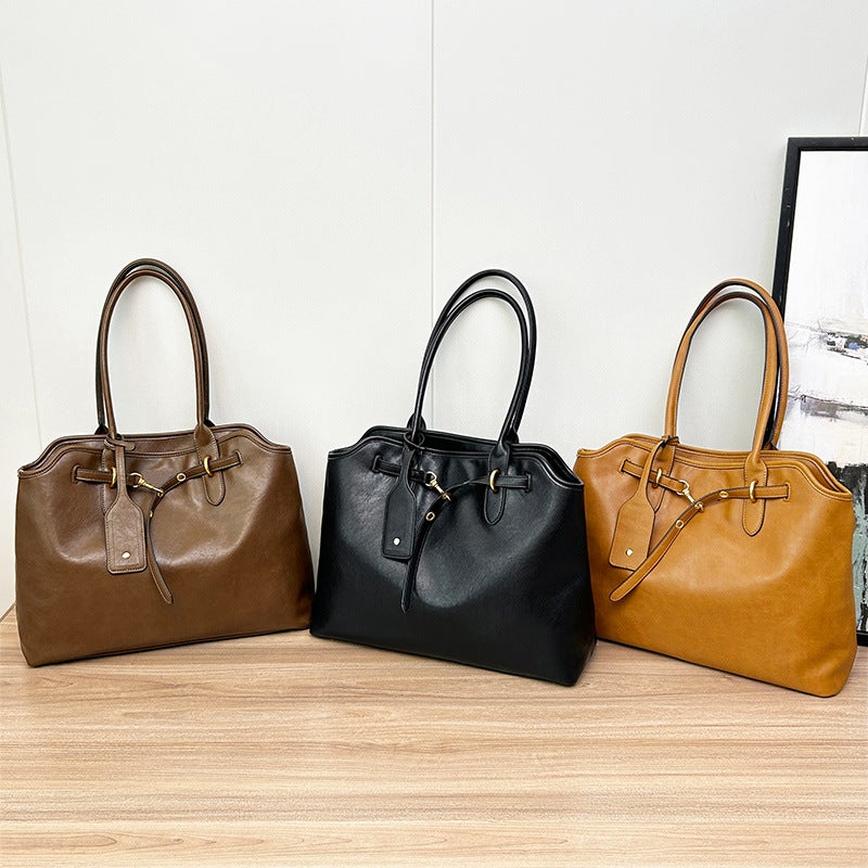 South Korea Large Capacity Bag Women'S Mi Fashion Retro Handbag All-Match Commuter Tote Bag Trendy - Image 2