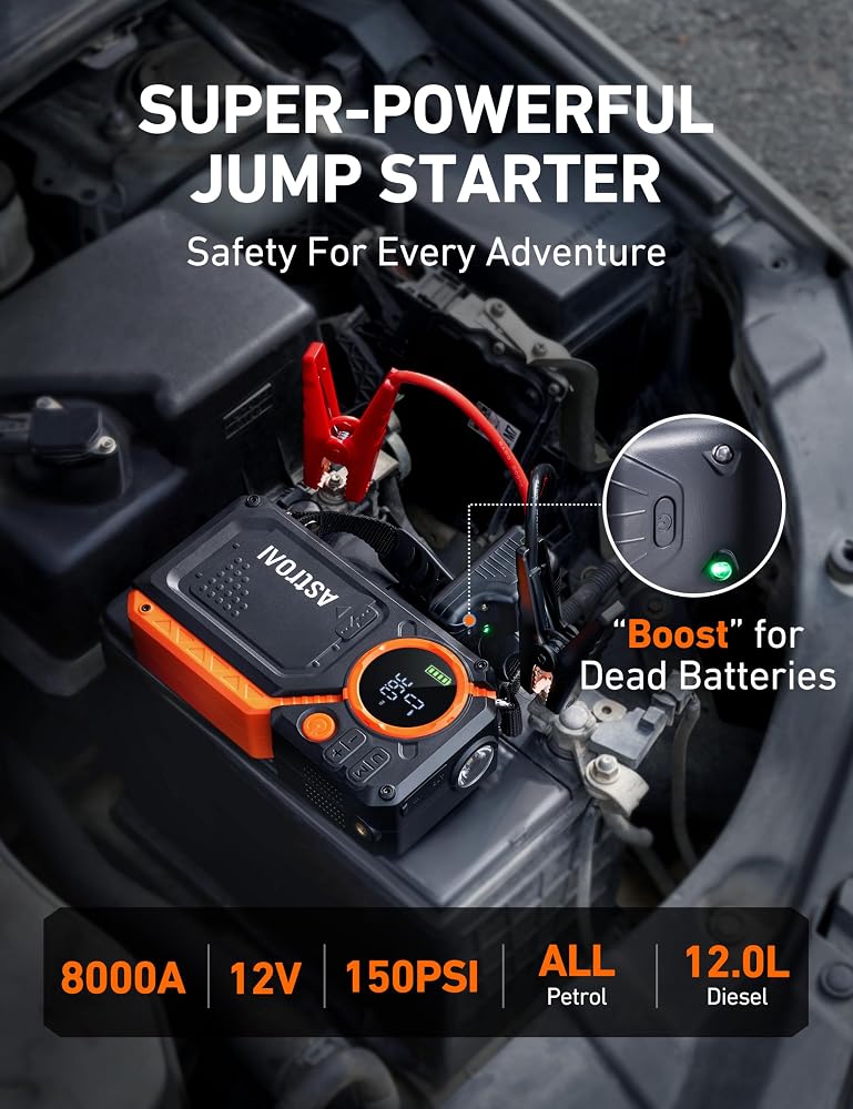 AstroAI Jump Starter 8000A Car Jump Starter with 150PSI Tire Inflator - Image 2