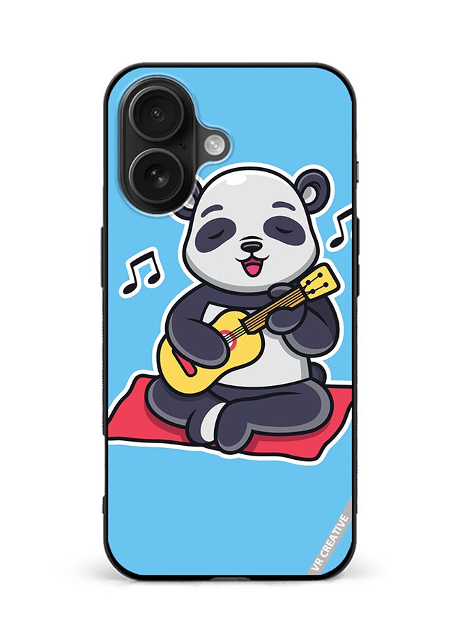Protective Case Cover For Apple iPhone 16 Plus Panda Playing Music Design Multicolour
