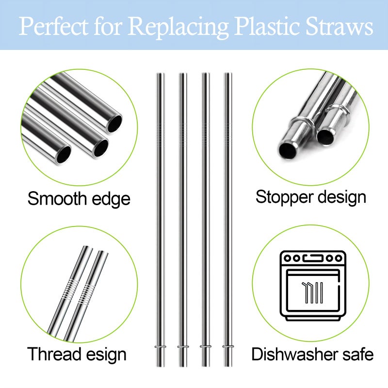 QUVIAE 10.5 Inch Stainless Steel Straws Replacement for Starbucks Cold Cup Venti 24 oz, 6 PCS Straight Reusable Metal Straw with Cleaning Brush, 10.5" X 0.31" Compatible with Starbucks Tumblers - Image 4