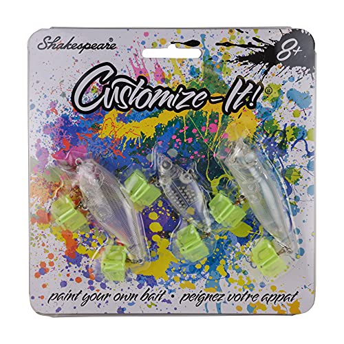Shakespeare CustomizeIt Bait Kit PaintYourOwn Fishing Lures for Kids Clear Construction for Easy Customization 3 FishCatching Shapes Easy and Safe for Beginners - Image 1