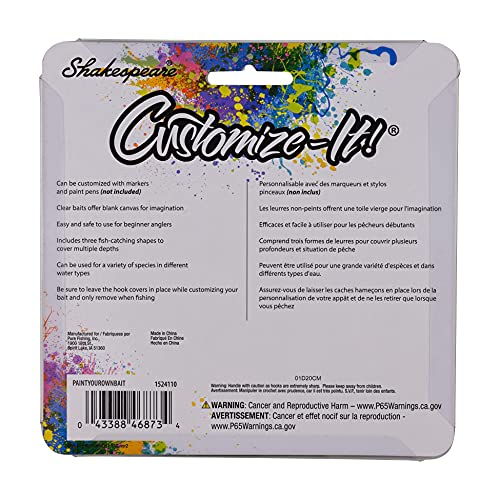 Shakespeare CustomizeIt Bait Kit PaintYourOwn Fishing Lures for Kids Clear Construction for Easy Customization 3 FishCatching Shapes Easy and Safe for Beginners - Image 3