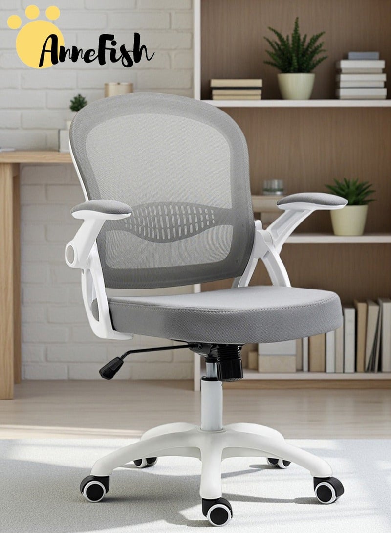 آن فش طقم كرسيين مريحين للمكتب، كرسي شبكي منخفض الظهر بتصميم مريح مع مساند ذراع قابلة للطي ودعم للفقرات القطنية، مناسب للكمبيوتر والمكتب المنزلي. - Image 2