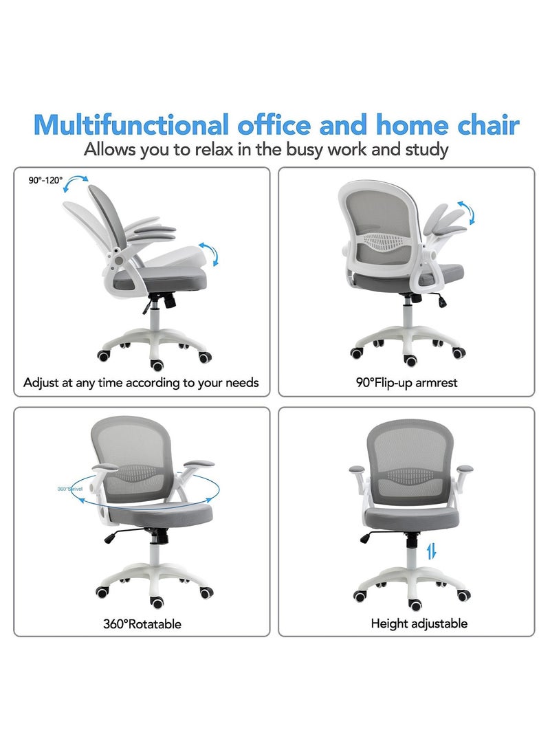 آن فش طقم كرسيين مريحين للمكتب، كرسي شبكي منخفض الظهر بتصميم مريح مع مساند ذراع قابلة للطي ودعم للفقرات القطنية، مناسب للكمبيوتر والمكتب المنزلي. - Image 5