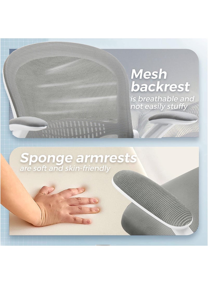 آن فش طقم كرسيين مريحين للمكتب، كرسي شبكي منخفض الظهر بتصميم مريح مع مساند ذراع قابلة للطي ودعم للفقرات القطنية، مناسب للكمبيوتر والمكتب المنزلي. - Image 3