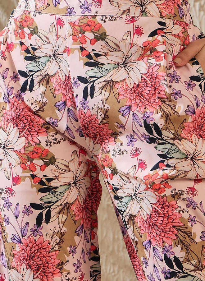 StyleStone قميص مزخرف بأزهار من ستايل ستون مع بنطلون متناسق - Image 3