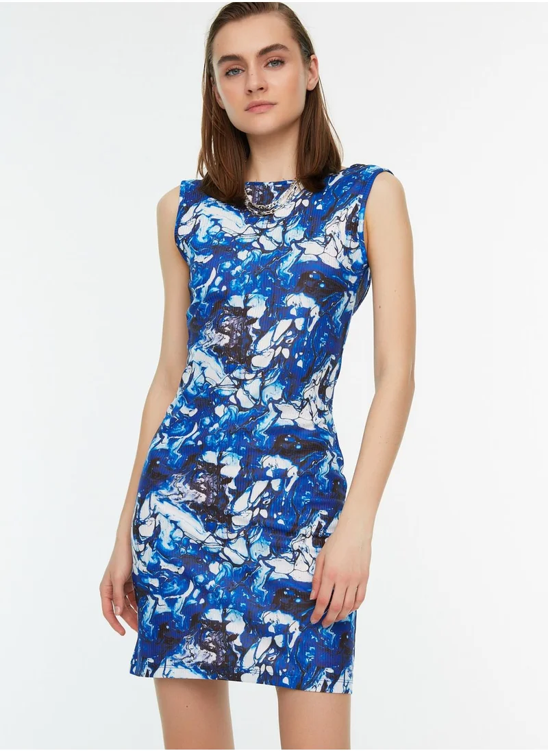 trendyol Open Back Printed Dress