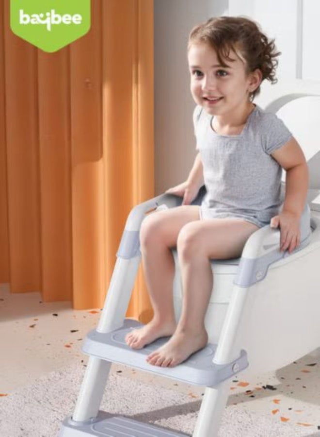 BAYBEE Baby Potty Seat With Ladder for Kids, Western Toilet Training Chair with Splash Guard & Cushion Seat | Toddler Toilet Seat | Potty Seat for 1-8 Years Boys & Girls (Blue) - Image 2