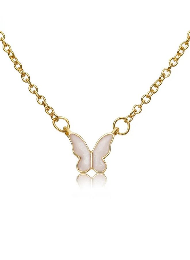 Unique women necklace with butterfly design pendant encrusted with sparkling crystals distinctive women accessory gold color  - Image 3