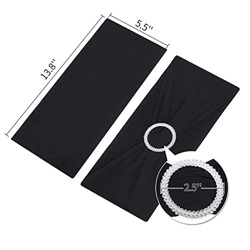 Peomeise 100pcs Black Spandex Chair Sashes with Buckle Slider for Wedding, Party Decoration - Image 4