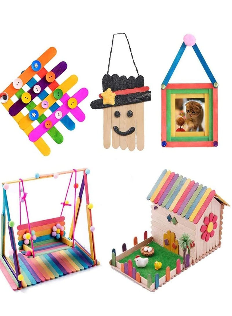 200 Pcs Natural Wooden Food Grade Craft Sticks Ice Cream Stick Popsicle 4.5 inch Length Suit Crafting Stirring Paddle Ice Pop Stick for DIY Kids Popcicle - Image 3