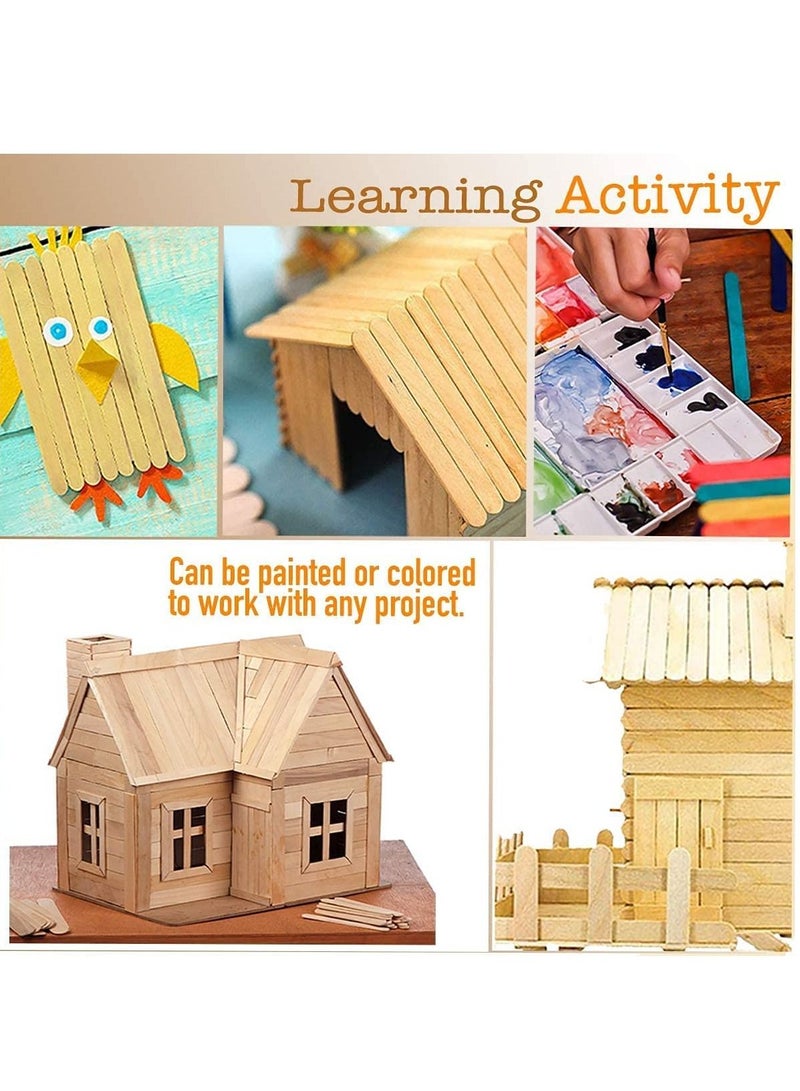 200 Pcs Natural Wooden Food Grade Craft Sticks Ice Cream Stick Popsicle 4.5 inch Length Suit Crafting Stirring Paddle Ice Pop Stick for DIY Kids Popcicle - Image 2