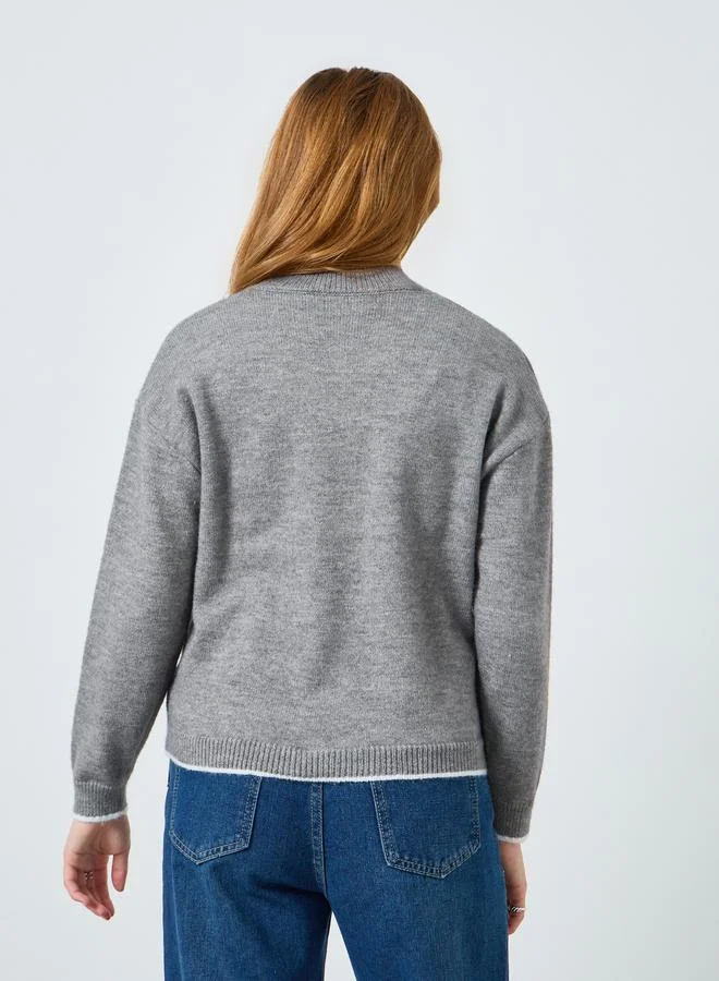 Take Two  Women Solid Pocket Detail Long Sleeve Sweater for Women | Best Price UAE
